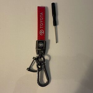 Toyota Key Fob Keychain in Red Leather with Logo NWT